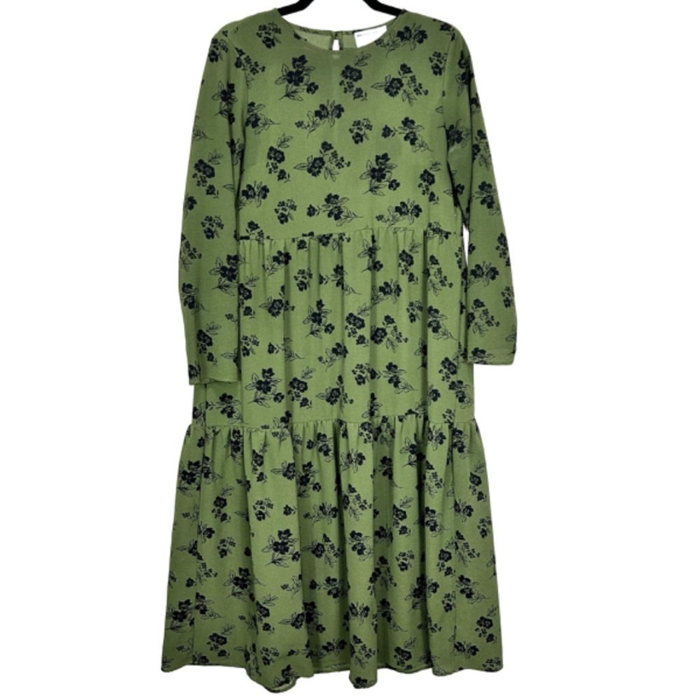 ASOS green floral tiered maxi dress M29